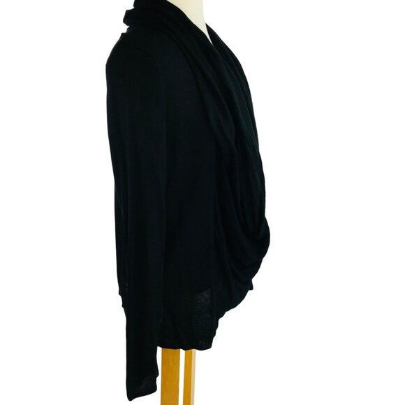 Cupio Women's Black Drape Cardigan Sweater Versatile Two-Way Styling Size Medium - Picture 9 of 11